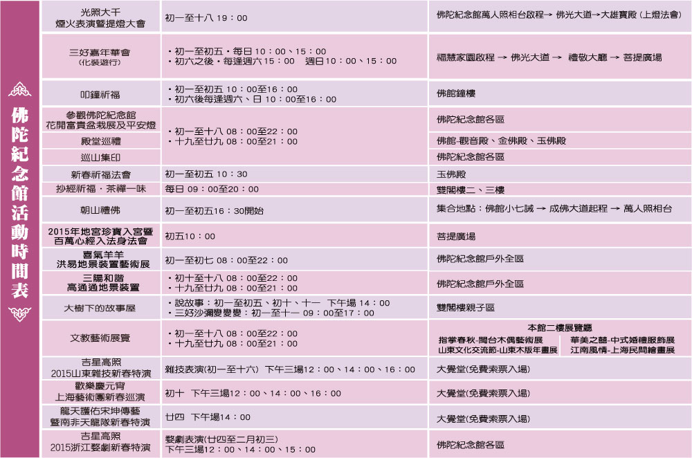 佛陀紀念館活動時間