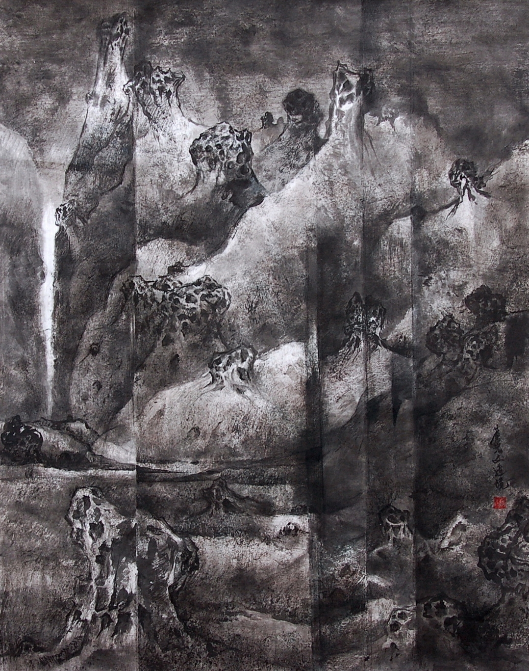 [如是我聞-藝濤畫會聯展]姓名：黃宏文     名稱：山岩鏡像  2017   宣紙 水墨   75x90cm  o.jpg